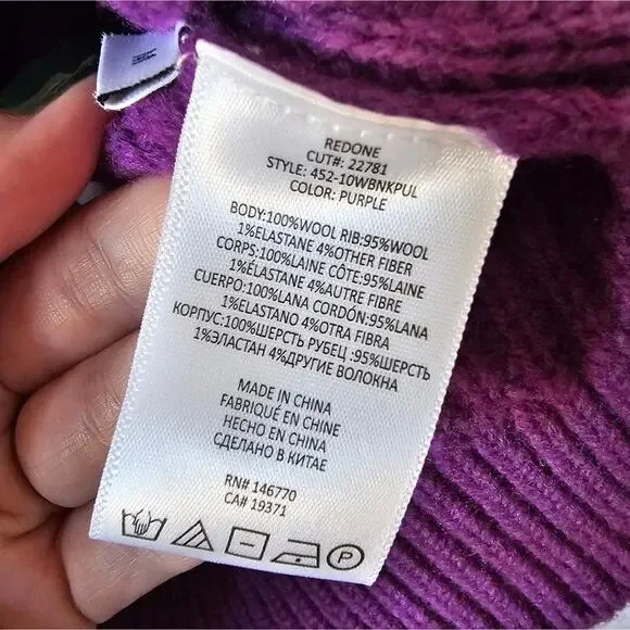 NEW Re/Done Boatneck Cropped Wool Sweater in Purple